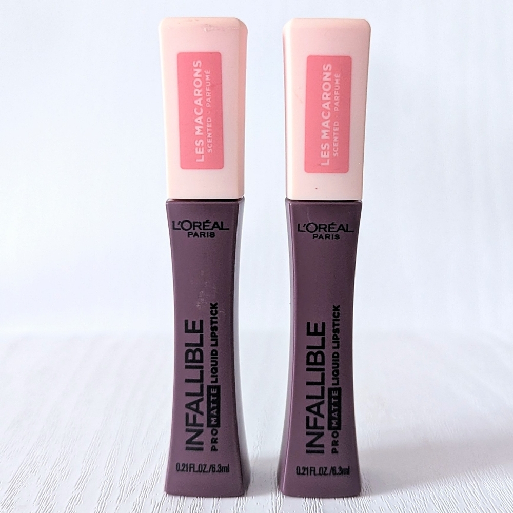 2X L'Oréal Pro-Matte Les Macarons Scented Liquid Lipstick 830 BLACKCURRANT CRUSH - Picture 2 of 4
